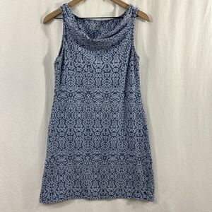 Eddie Bauer Blue Geo Print Cowl Neck Outdoor Sleeveless Dress Womens Size PM